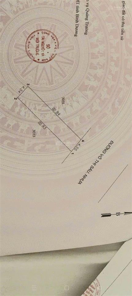 Bán đất đẹp mặt tiền võ thị sáu, sau go dĩ an, kinh doanh buôn bán, 8,55 tỷ, 100m2, pháp lý đầy đủ
