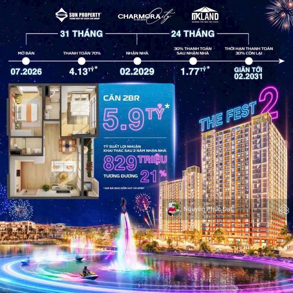 Bán căn 2pn the fest 2  tọa lạc festival island dự án charmoracity  căn góc cực đẹp