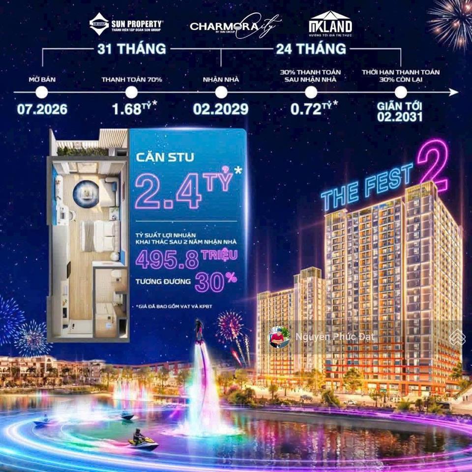 Căn hộ the fest 2  sở hữu 50 năm  tọa lạc festival island dự án charmoracity, chỉ 2,4 tỷ