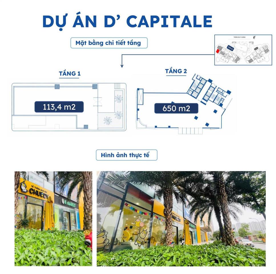 Bán shophouse lô c601,02 nhà trẻ 2 tầng 783m2 tại vinhomes d'capitale, hàng hot chính chủ