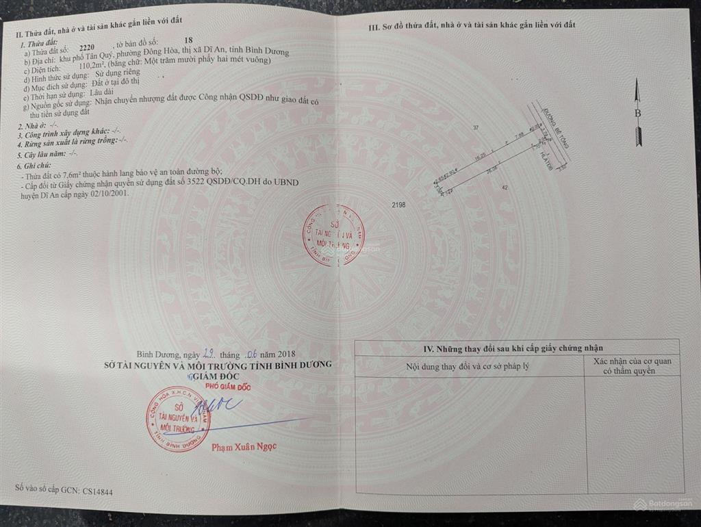 Bán đất 110m2 thổ cư cách siêu thị go dĩ an 200 mét. cách quốc lộ 1k 100 mét. sát bên làng đhqg
