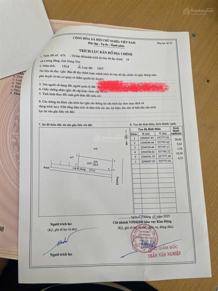 Chính chủ bán 120,8m full thổ cư tại lương bằng, hưng yên đường 3 xe tải tránh kinh doanh luôn