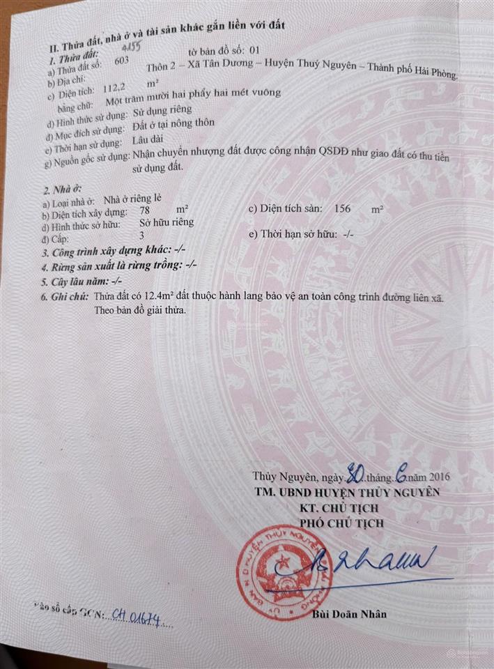 Chào bán căn nhà mặt đường tdp tân dương, phường thủy nguyên, hải phòng