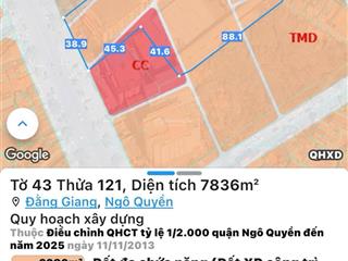 Bán 7836m2 đất tmdv mặt đường lạch tray cấp phép xây 2 toà 30 tầng