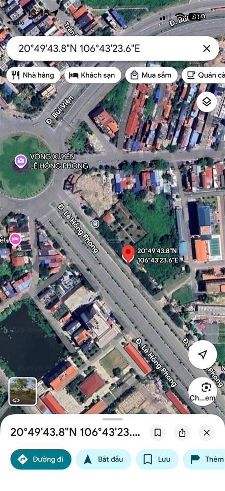 Bán 1747m2 mặt đường lê hồng phong, quận hải an gần sân bay giá 180 triệu/m2