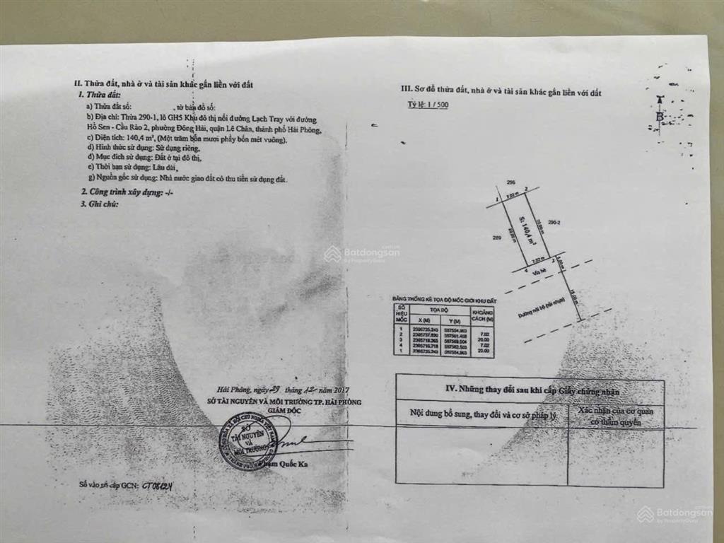 Bán đất icc lạch tray 140m tuyến 1 hướng đông nam hàng hiếm