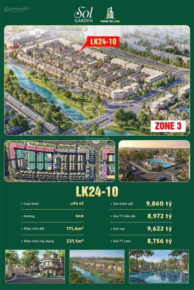 Căn góc biệt thự duy nhất giá chỉ 8 tỷ 759 diện tích 111,4 xây 3 tầng,đón đầu cầu nguyễn trãi