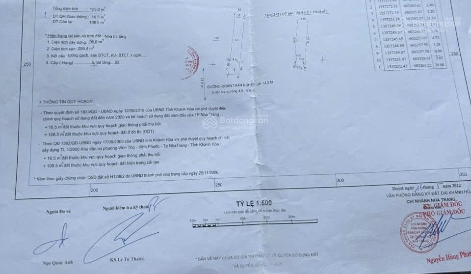 Mặt tiền đoàn trần nghiệp, nhà 3 tầng (108m2 ngang 4,6) cách biển hòn chồng 400m, giá 13,8 tỷ