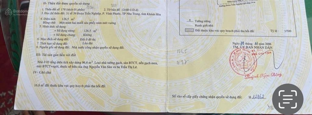 Mặt tiền đoàn trần nghiệp, nhà 3 tầng (108m2 ngang 4,6) cách biển hòn chồng 400m, giá 13,8 tỷ
