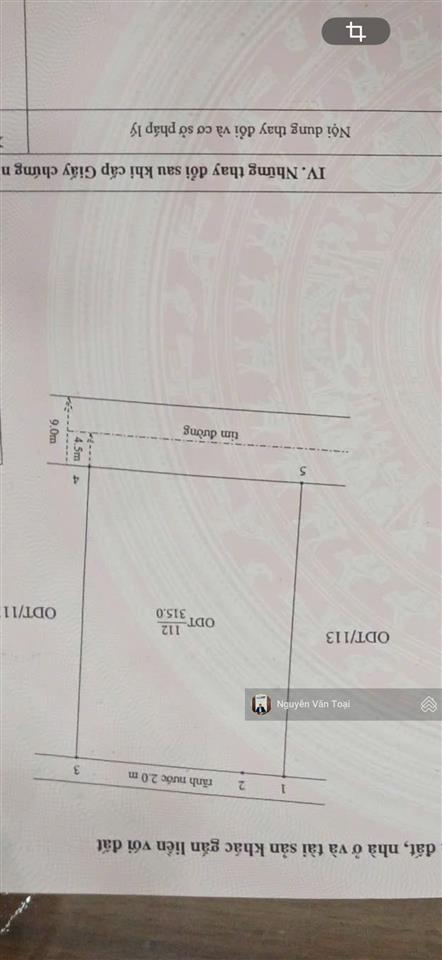 Bán 315m mặt tiền 15m gần vinhomes khu dân cư phố bùi xá tân an hà an hơn 4 tỷ
