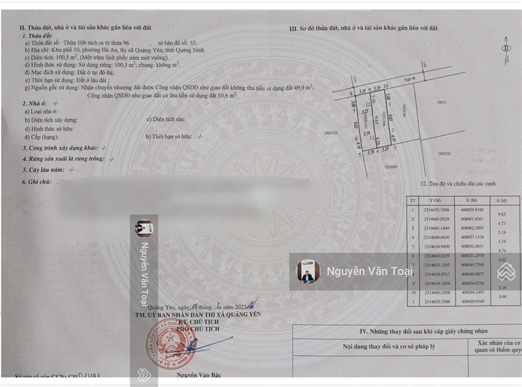 Bán ô đất 100m2 khu phố 10 hà an, quảng ninh cách vinhomes 300m vị trí 2 trục đường chính