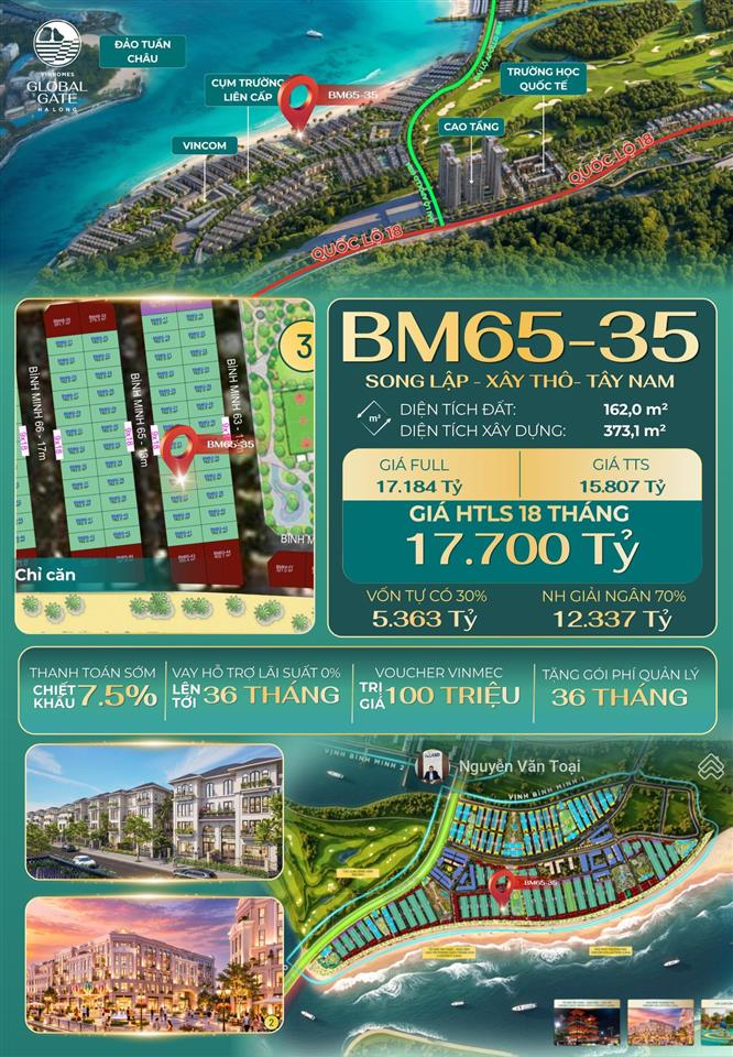 Biệt thự song lập bình minh vinhomes hạ long xanh, 162m2