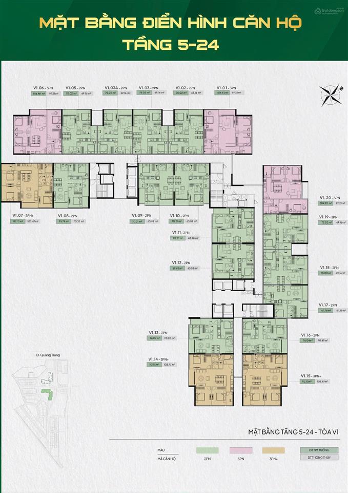 Vốn chỉ 15% tương ứng 800tr cho căn 2pn 70m2 , mặt đường quang trung  hà đông