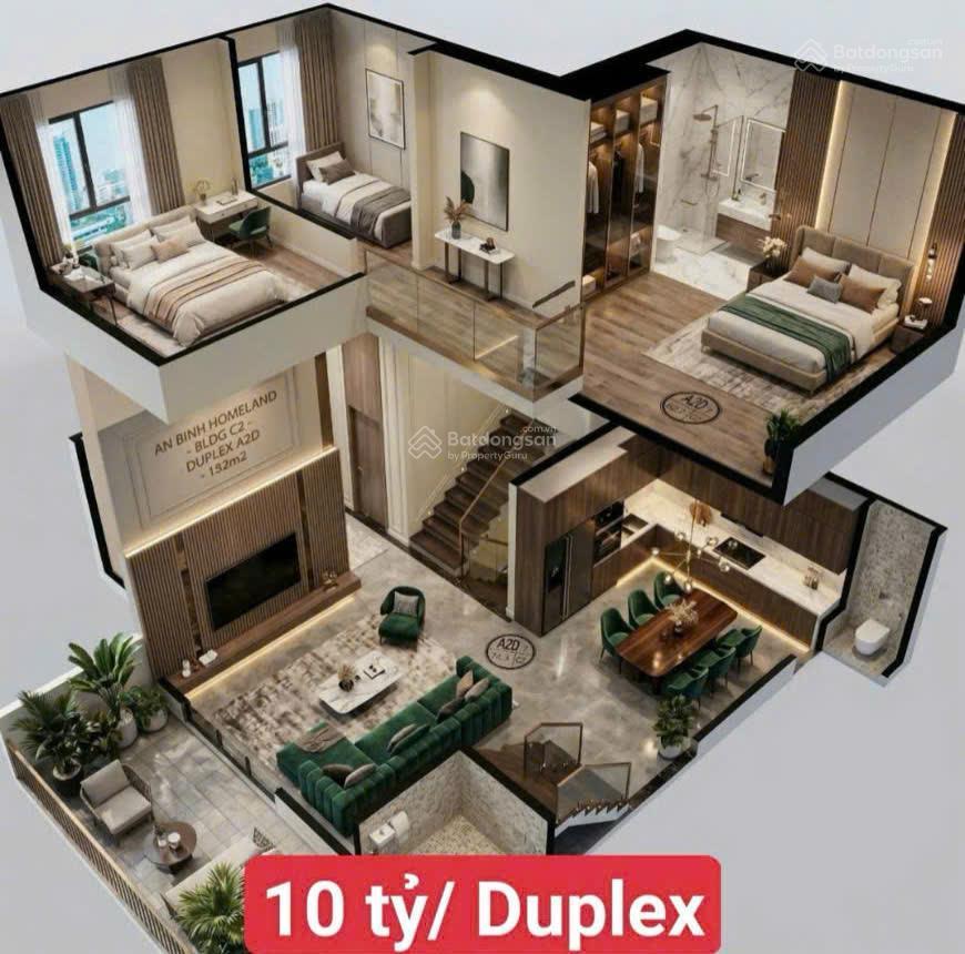 Căn duplex 2 tầng 130m2 giá 10 tỷ , full nội thất , điều hòa âm trần .