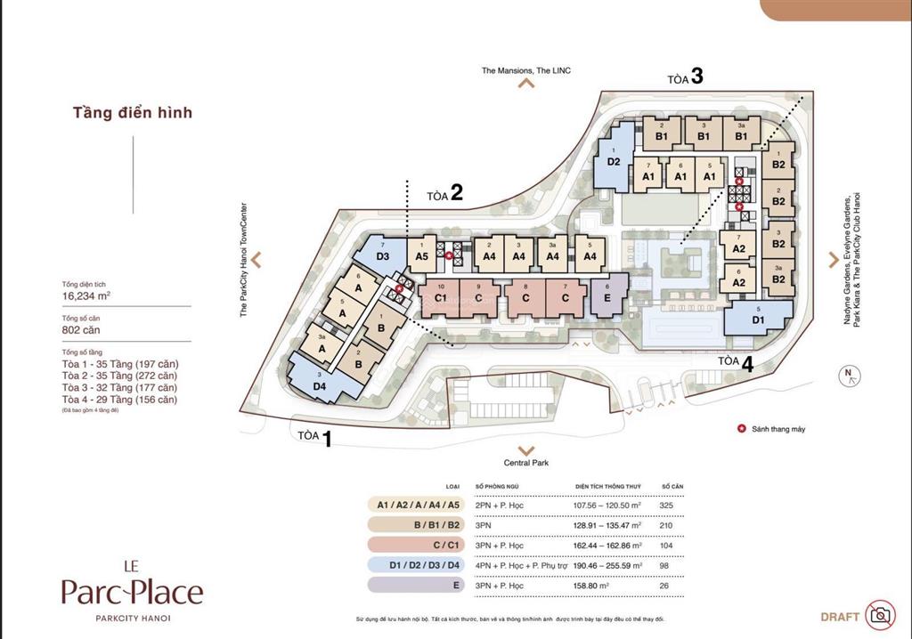 Căn 3pn  135m2 siêu vip, bể bơi trên cao, club house, golf 3d, chỗ đỗ xe định danh tại park city