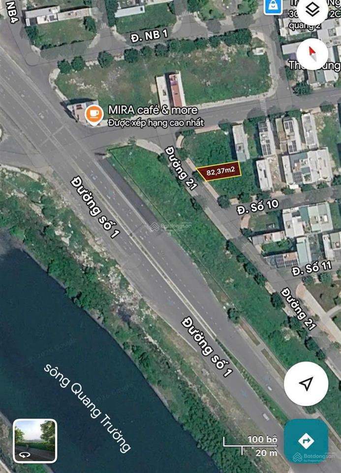 Bán lô đất mặt sông giá tốt kđt hà quang 2 hướng tây