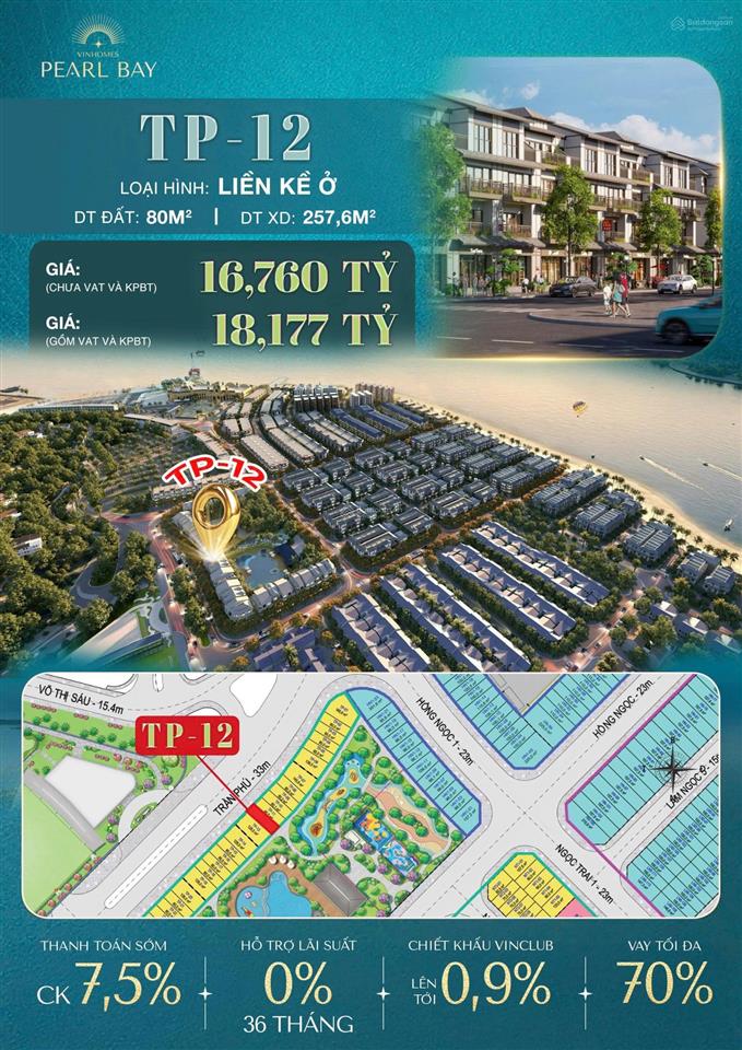 Liền kề sở hữu lâu dài vinhomes pearl bay mặt tiền trần phú sau lưng công viên & hồ bơi
