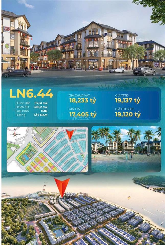 Dvdl căn góc 2 mặt tiền lớn, 1 mặt tiền sau lưng vinhomes pearl bay  kinh doanh đa ngành nghề