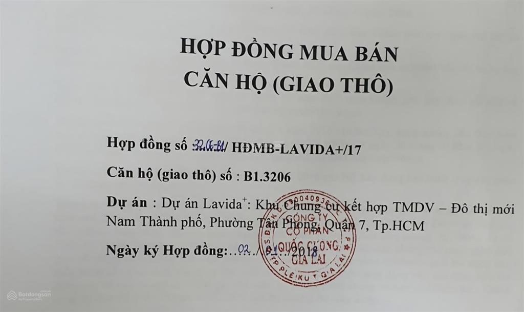 Bán căn hộ cao cấp b1.3206 lavida plus q7, hcm