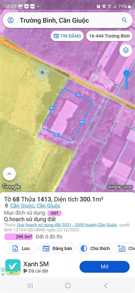 Bán 4000m2 có nhà 300m2 thổ. cách ql 50 200m. giá 16.8 tỷ tl. cần giuộc, long an