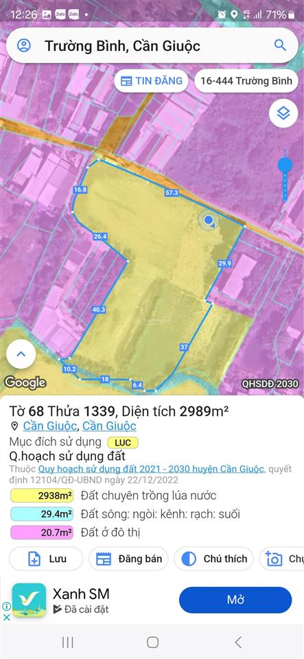 Bán 4000m2 có nhà 300m2 thổ. cách ql 50 200m. giá 16.8 tỷ tl. cần giuộc, long an