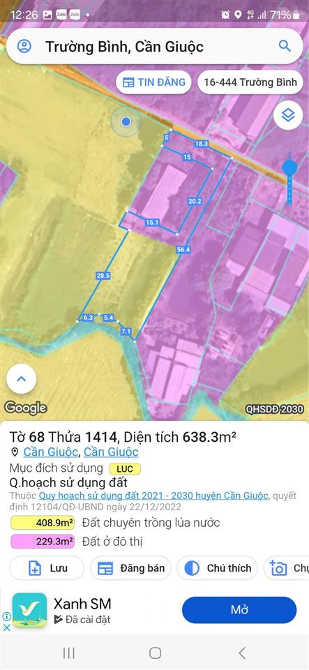 Bán 4000m2 có nhà 300m2 thổ. cách ql 50 200m. giá 16.8 tỷ tl. cần giuộc, long an