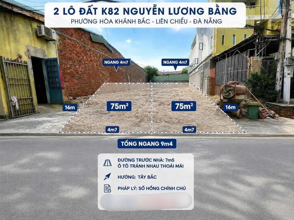 ( giảm 3t8 ) lô đất kiệt 7.m nguyễn lương bằng | sát đh bách khoa , thông hoàng thị loan