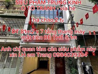 Hạ chào 2 tỷ  trung kính 85m2 x 7tầng thang máy mt 5,1m ô tô vào nhà  0984 039 ***