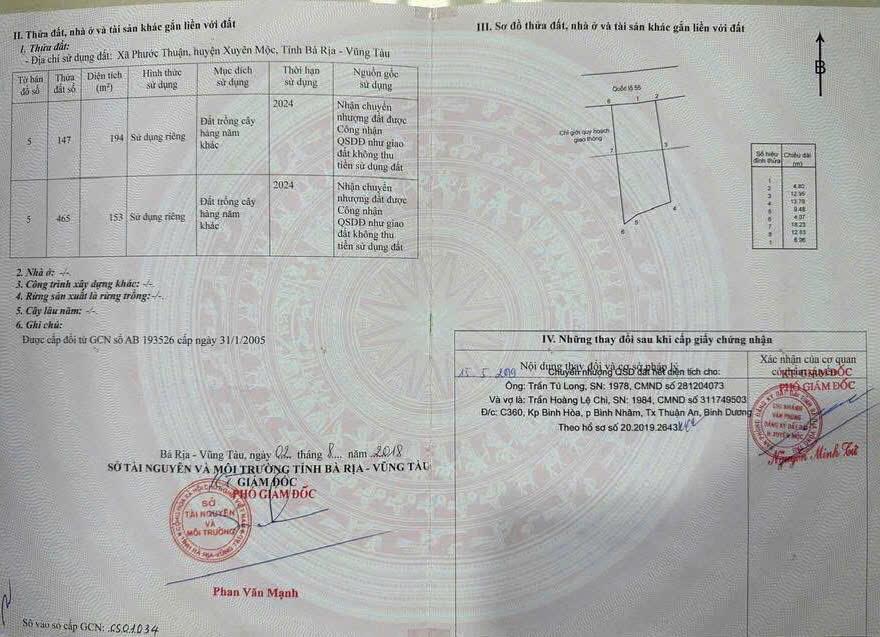 *** CHÍNH CHỦ CẦN BÁN ĐẤT MẶT TIỀN QL55 - VỊ TRÍ KIM CƯƠNG
