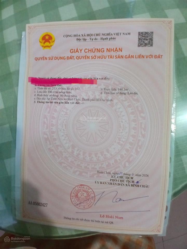 CHÍNH CHỦ BÁN ĐẤT VÀNG TẶNG NHÀ CẤP 4 SÁT BIỂN BÌNH CHÂU – CÁCH NOVAWORLD 200M – GIÁ CHỈ