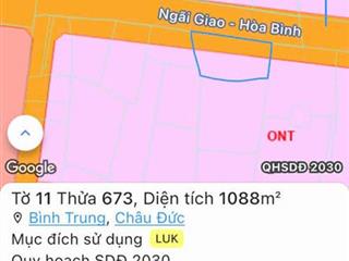 BÁN ĐẤT MẶT TIỀN MỸ XUÂN – NGÃI GIAO (BÌNH TRUNG, CHÂU ĐỨC
