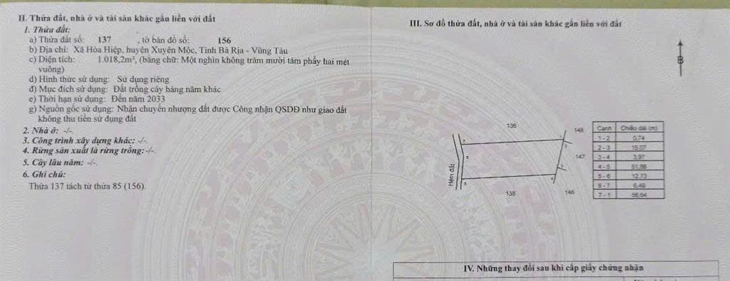 * BÁN ĐẤT ĐẸP MẶT TIỀN NHỰA – TRUNG TÂM XÃ HÒA HIỆP, XUYÊN MỘC, BÀ RỊA – VŨNG TÀU