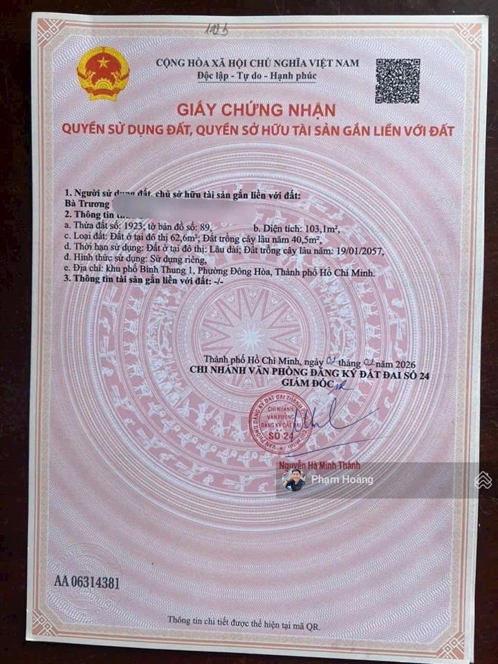 Đất rẻ gần làng đại học thủ đức và ga metro suối tiên 103m chỉ 3tỷ 500 tl cách siêu thị go dĩ an 5p
