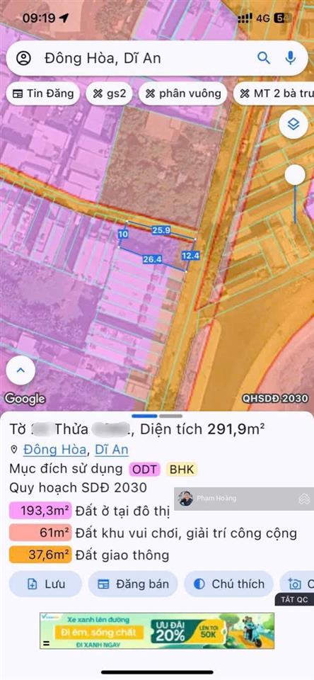 Chính chủ bán lô đất mặt tiền ống nước tôn thất tùng sát làng đh quốc gia tp.hcm dt 292m 11,5 tỷ