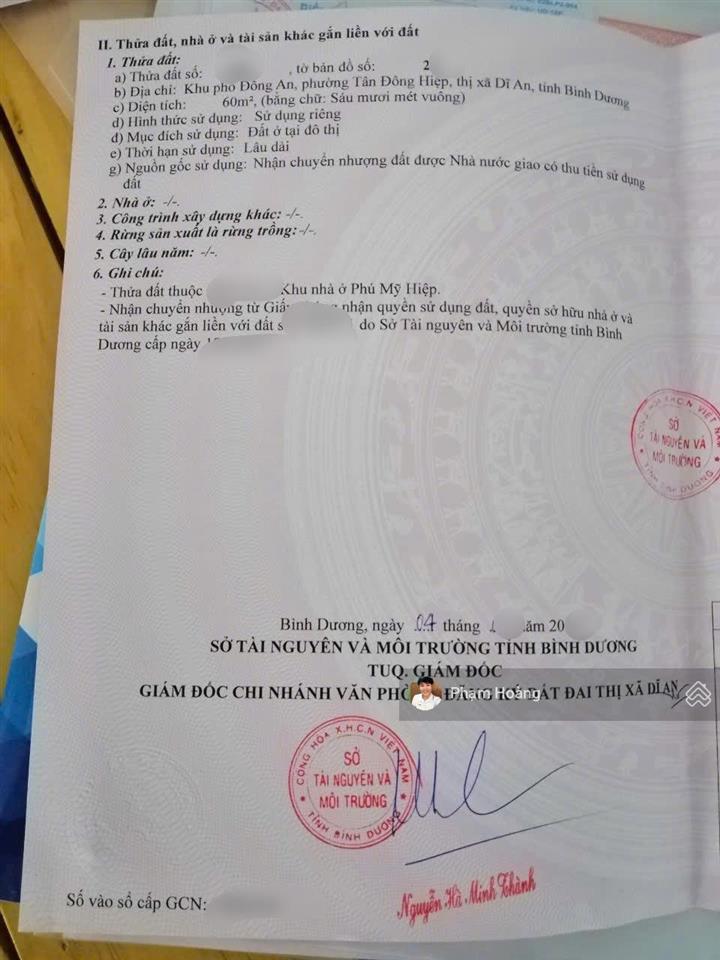 3ty450 bán lô đất phú mỹ hiệp, dĩ an, bình dương, thuận tiện đi sg & đn ga metro, làng đại học 60m2