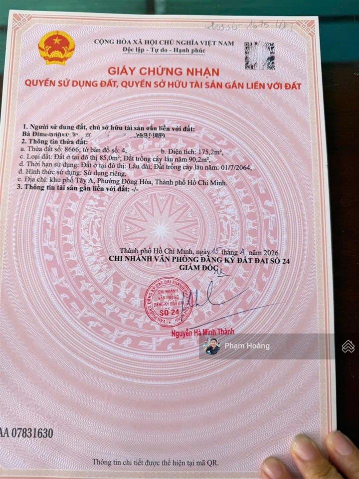 Lô đất siêu rẻ phù hợp làm nhà vườn, chdv dt 175m2 nở hậu gần gs1 siêu thị go dĩ an giá chỉ 5 tỷ