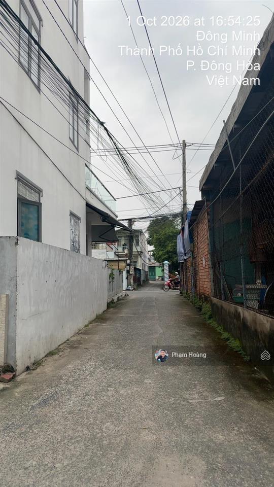 Bán lô đất ngang 6*12,5 (74,8m2) thổ cư 61m, phường dĩ an hcm cách đường đông minh 15m p đông hoà