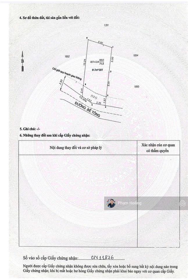Bán lô đất ngang 6*12,5 (74,8m2) thổ cư 61m, phường dĩ an hcm cách đường đông minh 15m p đông hoà