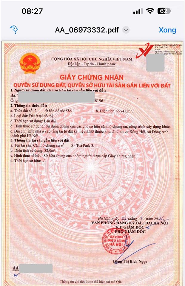 Sổ hồng park 3 thơm phức chung cư eurowindow khu vực đông hội  đông anh  hà nội
