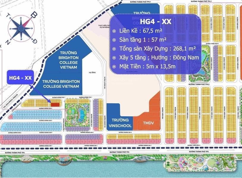 Bán nhà đường hoàng gia 4, vinhomes cổ loa. hướng đn, sát công viên pearl park. giá 23 tỷ