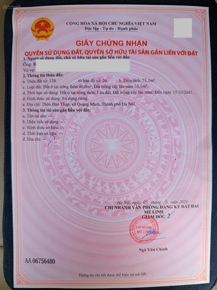 Bán đất bảo tháp  chỉ 2,5 tỷ  sát vành đai 4.
chính chủ bán gấp  cơ hội