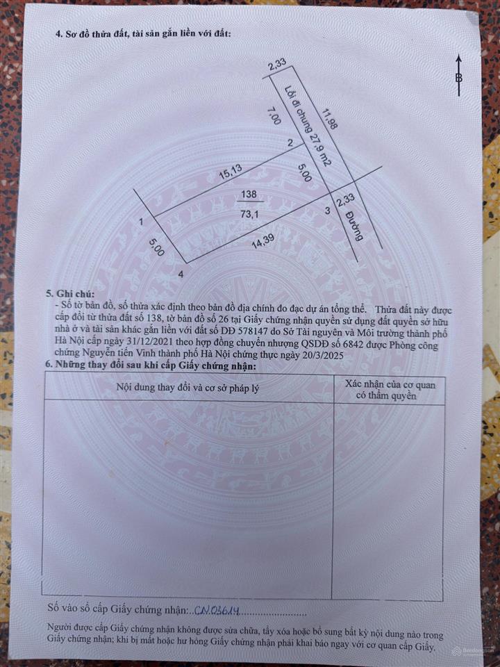 Bán đất bảo tháp, quang minh, hà nội | 73,1m2 | 2,5 tỷ