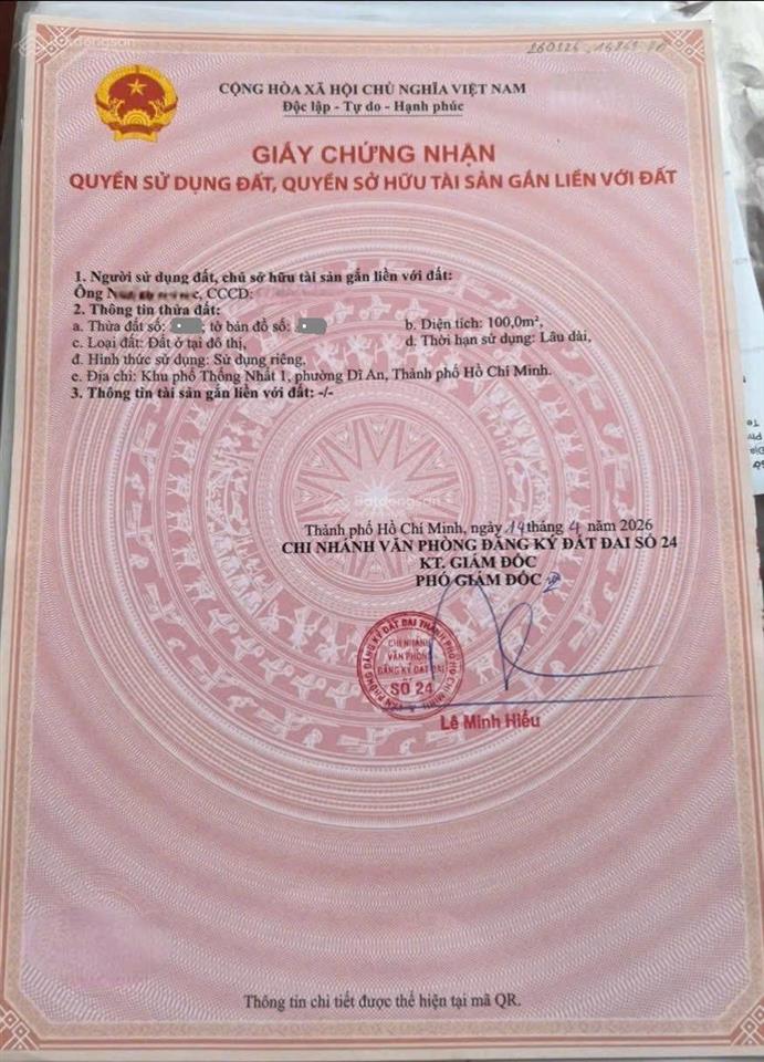 4,9 tỷ tl  bán đất tặng kho 100m2 mặt tiền đường dn2  số 19 kdc sóng thần, p. dĩ an, tp. dĩ an
