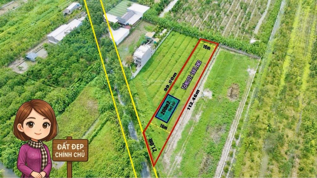Đất công 1.687.4m2 cách trung tâm tp cần thơ chỉ 7km,mặt tiền 21mthuận tiện kinh doanh, nghỉ dưỡng