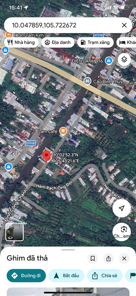 Bán nền hiếm 2 mặt tiền đường đinh công chánh và mặt tiền sông bình thuỷ
