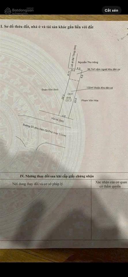 Bán đất mặt tiền d1 kdc phú hoà 1 buôn bán kinh doanh đa ngành nghề
