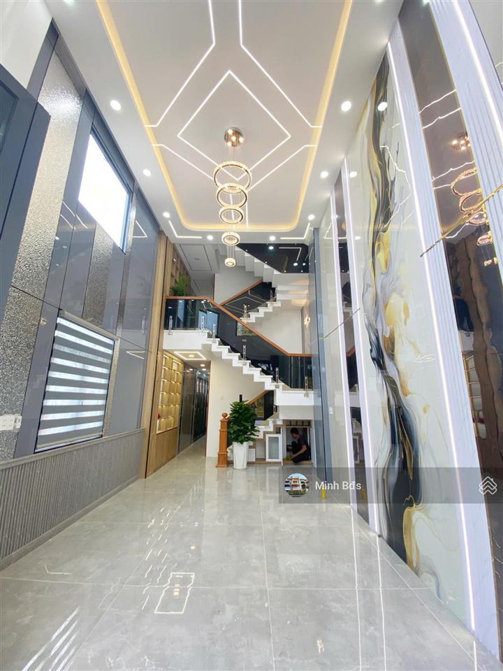Nhà góc 2 mặt tiền có thang máy full nội thất 4x16m 5 tầng, hẻm 8m đường gò xoài thông qua tktq