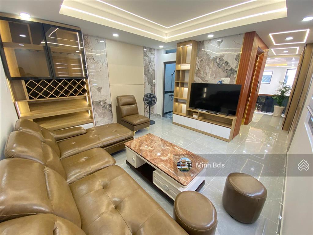 Nhà góc 2 mặt tiền có thang máy full nội thất 4x16m 5 tầng, hẻm 8m đường gò xoài thông qua tktq