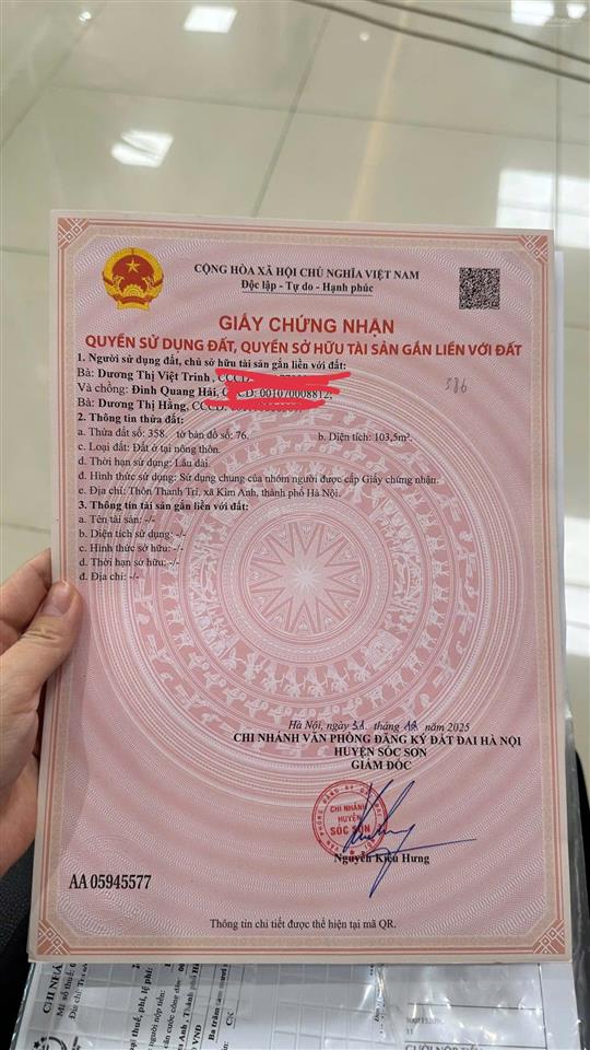 Bán nhanh trong tuần lô đất đẹp 103m2 thanh trí minh phú sóc sơn