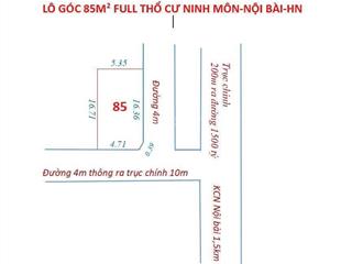 Bán lô góc 85m2 ninh môn nội bài hà nội